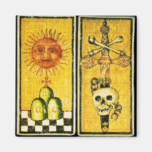 ANTIQUE RENAISSANCE TAROTS /THE SUN ,ACE OF SWORDS MAGNET
