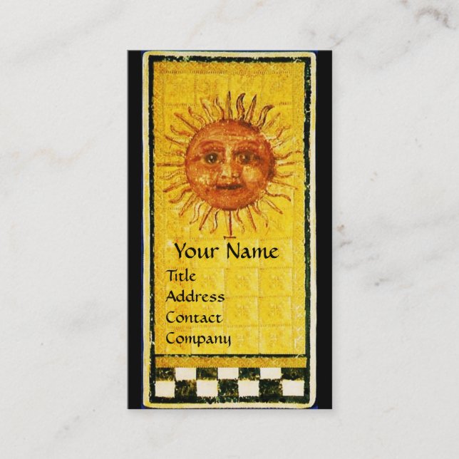 ANTIQUE RENAISSANCE TAROTS /THE SUN AND LOVERS BUSINESS CARD (Front)