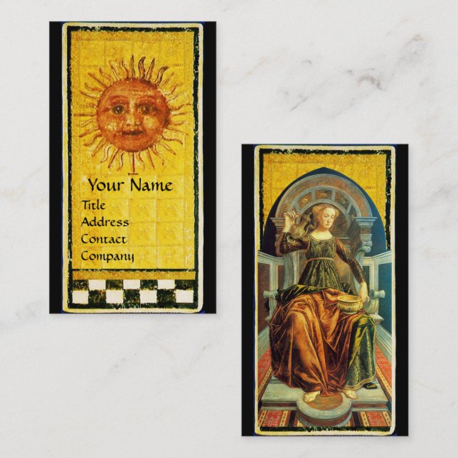 ANTIQUE RENAISSANCE TAROTS /THE SUN AND TEMPERANCE BUSINESS CARD (Front/Back)