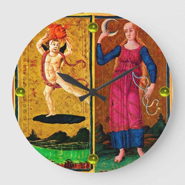 ANTIQUE RENAISSANCE TAROTS / THE SUN AND THE MOON LARGE CLOCK (Front)