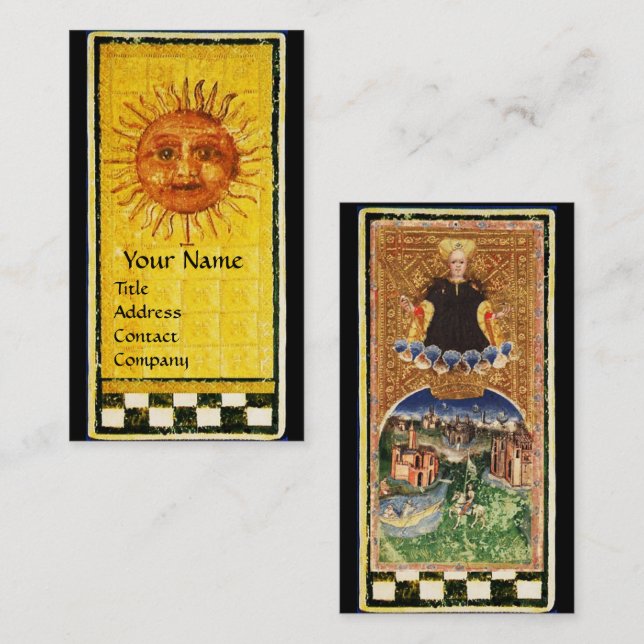 ANTIQUE RENAISSANCE TAROTS/ THE SUN AND THE WORLD BUSINESS CARD (Front/Back)