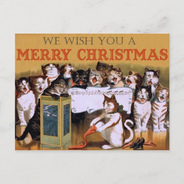 Antique Reproduction Christmas Greetings Holiday Postcard (Front)