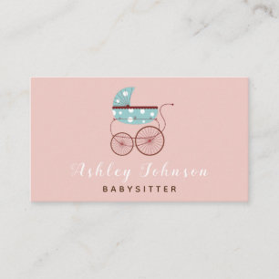 Antique Retro Baby Carriage Babysitter Nanny Child Business Card