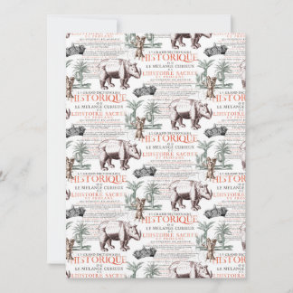 Antique Rhinoceros Rhino Abrecht Durer Style Invitation