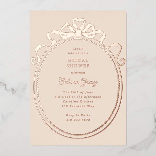 Antique Ribbon Bow Victorian Frame Bridal Shower (Front)