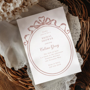 Antique Ribbon Bow Victorian Frame Bridal Shower Invitation
