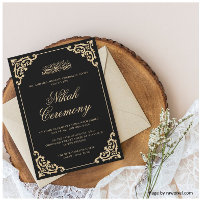 Antique Rococo Stylish Script Black Nikah Ceremony