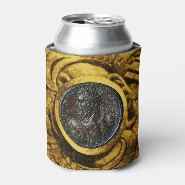 ANTIQUE ROMAN BRONZE MEDALLION Gold Griffins Can Cooler (Can Front)