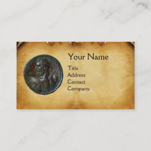 ANTIQUE ROMAN BRONZE MEDALLION MONOGRAM parchment Business Card