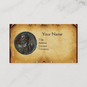 ANTIQUE ROMAN BRONZE MEDALLION MONOGRAM parchment Business Card