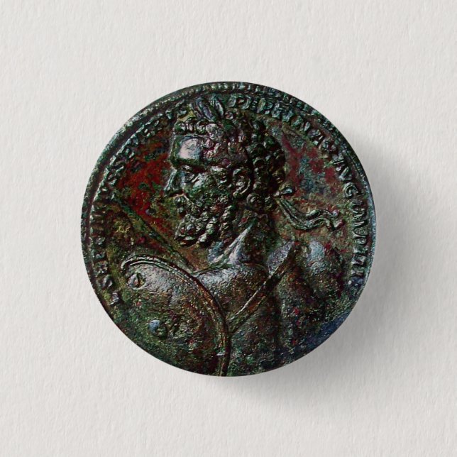 ANTIQUE ROMAN BRONZE MEDALLION SEPTIMUS SEVERUS 3 CM ROUND BADGE (Front)