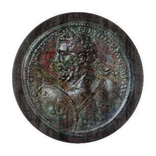 ANTIQUE ROMAN BRONZE MEDALLION SEPTIMUS SEVERUS CUTTING BOARD