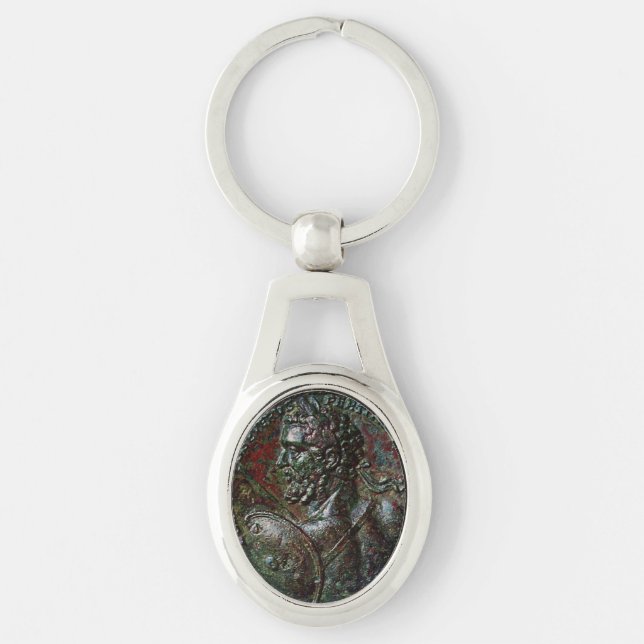 ANTIQUE ROMAN BRONZE MEDALLION SEPTIMUS SEVERUS KEY RING (Front)
