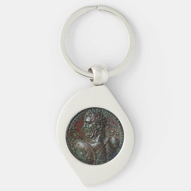 ANTIQUE ROMAN BRONZE MEDALLION SEPTIMUS SEVERUS KEY RING (Front)