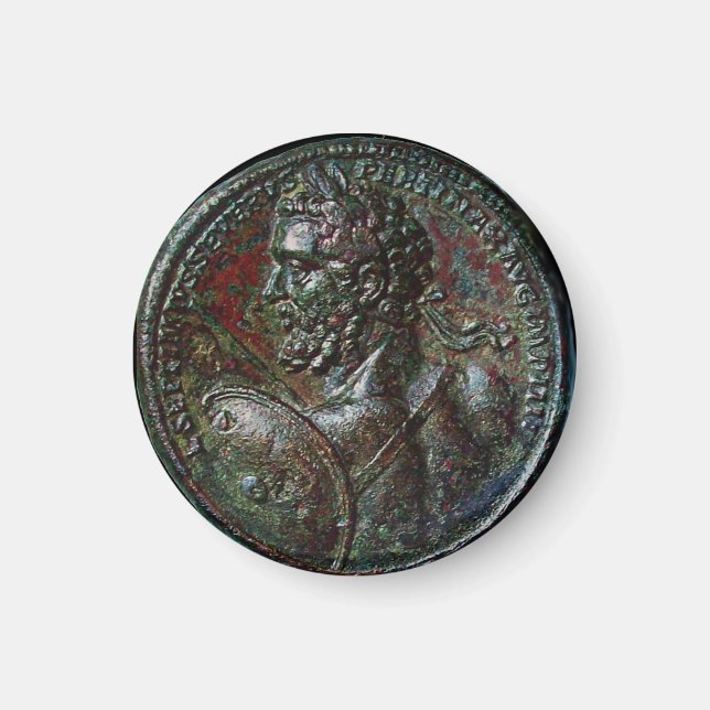 ANTIQUE ROMAN BRONZE MEDALLION SEPTIMUS SEVERUS MAGNET (Front)