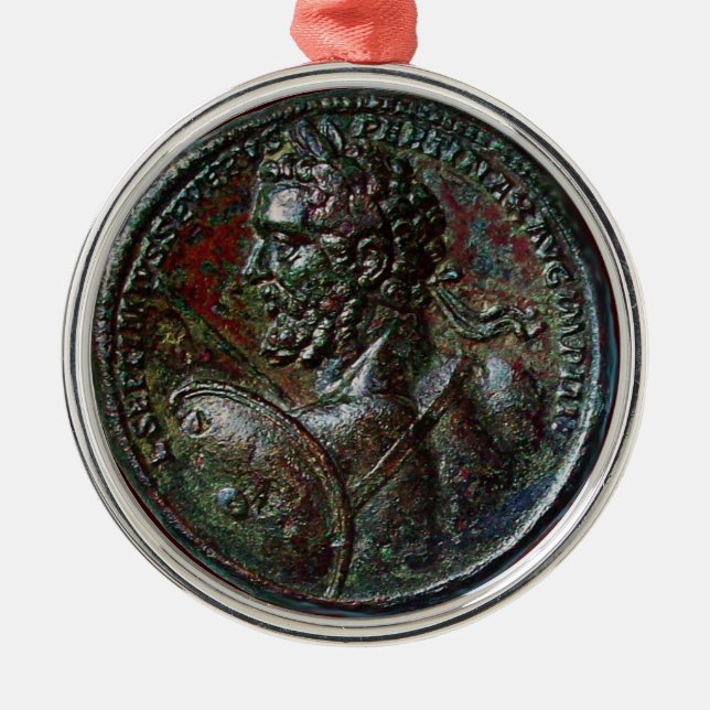 ANTIQUE ROMAN BRONZE MEDALLION SEPTIMUS SEVERUS METAL TREE DECORATION (Front)