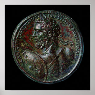 ANTIQUE ROMAN BRONZE MEDALLION SEPTIMUS SEVERUS POSTER