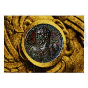 ANTIQUE ROMAN BRONZE MEDALLION WITH GOLD GRIFFINS