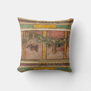 ANTIQUE ROMAN FRESCO,SATYR MASK,GARLAND,FRUITS  CUSHION
