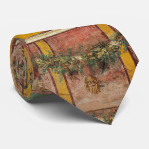 ANTIQUE ROMAN FRESCO,SATYR MASK,GARLAND,FRUITS  TIE