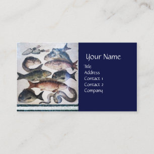ANTIQUE ROMAN MOSAICS, FISHES,OCEAN SEA LIFE SCENE BUSINESS CARD