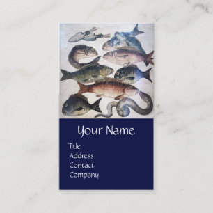 ANTIQUE ROMAN MOSAICS, FISHES,OCEAN SEA LIFE SCENE BUSINESS CARD