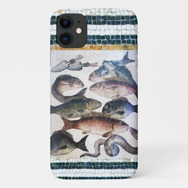 ANTIQUE ROMAN MOSAICS, FISHES,OCEAN SEA LIFE SCENE Case-Mate iPhone CASE (Back)