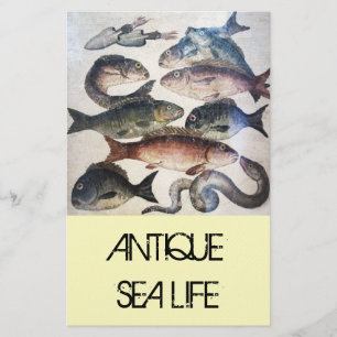 ANTIQUE ROMAN MOSAICS, FISHES,OCEAN SEA LIFE SCENE STATIONERY