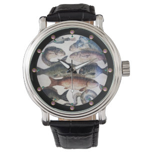 ANTIQUE ROMAN MOSAICS,FISHES,OCEAN SEA LIFE SCENE WATCH