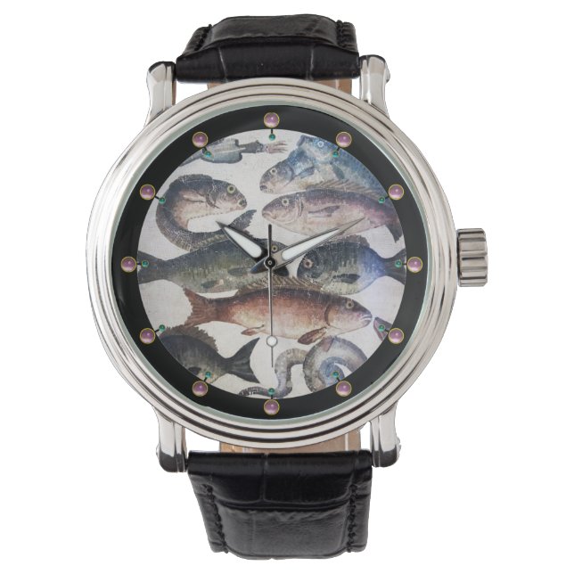 ANTIQUE ROMAN MOSAICS,FISHES,OCEAN SEA LIFE SCENE WATCH (Front)