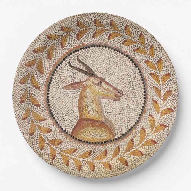 ANTIQUE ROMAN MOSAICS / GAZZELLE  PAPER PLATE (Front)