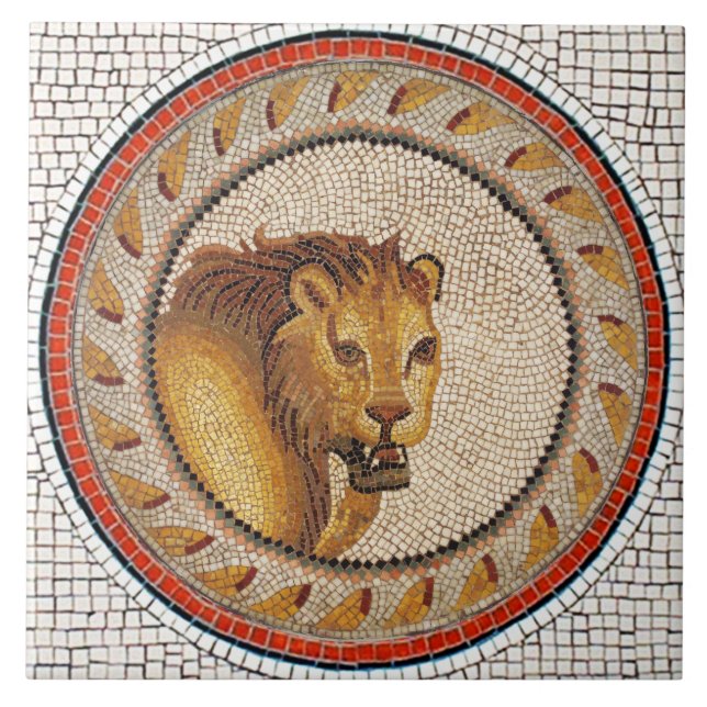 ANTIQUE ROMAN MOSAICS / LION TILE (Front)