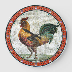 ANTIQUE ROMAN MOSAICS / ROOSTER LARGE CLOCK