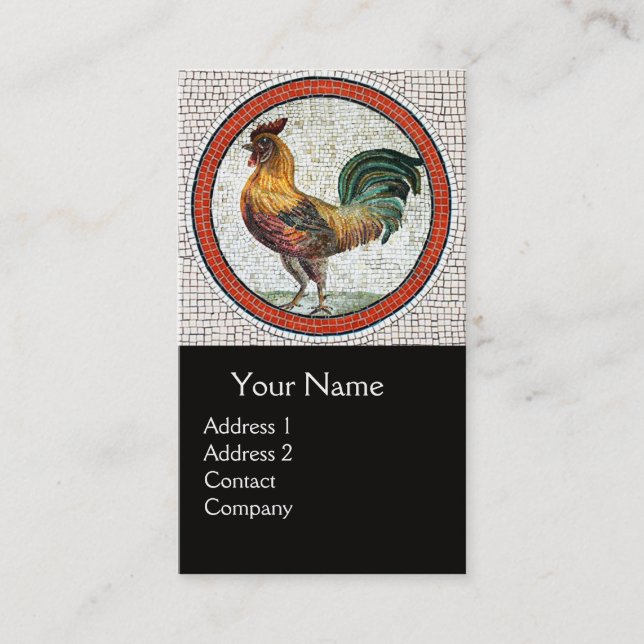 ANTIQUE ROMAN MOSAICS / ROOSTER MONOGRAM BUSINESS CARD (Front)
