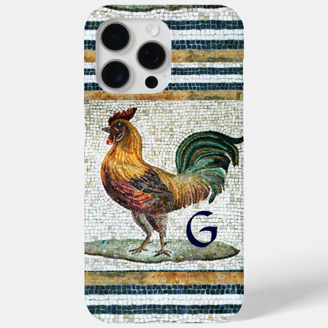 ANTIQUE ROMAN MOSAICS / ROOSTER MONOGRAM Case-Mate iPhone CASE (Back)