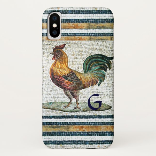 ANTIQUE ROMAN MOSAICS / ROOSTER MONOGRAM Case-Mate iPhone CASE (Back)