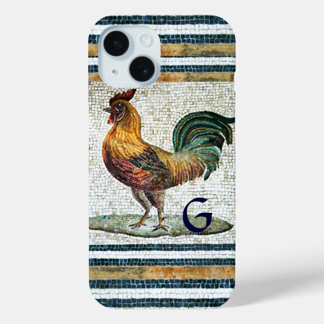 ANTIQUE ROMAN MOSAICS / ROOSTER MONOGRAM Case-Mate iPhone CASE (Back)