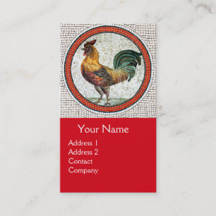 ANTIQUE ROMAN MOSAICS / ROOSTER MONOGRAM ,Red Business Card