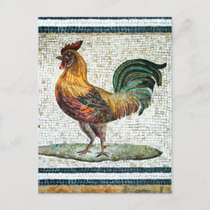 ANTIQUE ROMAN MOSAICS / ROOSTER POSTCARD