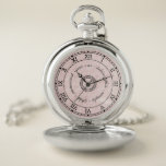 Antique Roman Numerals Light Pink Marble Custom Pocket Watch<br><div class="desc">This simple yet classic pocket watch design has a basic black Roman numeral design with a vintage look to it. It has circles and dotted circles, as well as a lined border around it. The background is a light pink colour with a slight marbled effect added. You can use the...</div>
