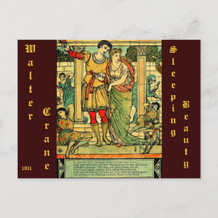 Antique Romantic Walter Crane Sleeping Beauty Postcard