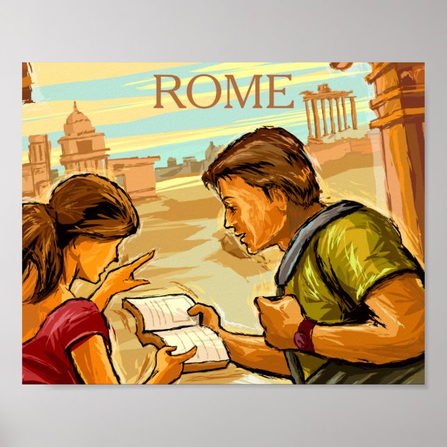 Antique Rome Illustration Art Tourists Poster (Front)