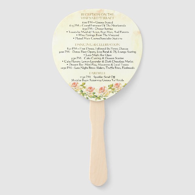 Antique Rose 4 x 6 Program Fans (Back)