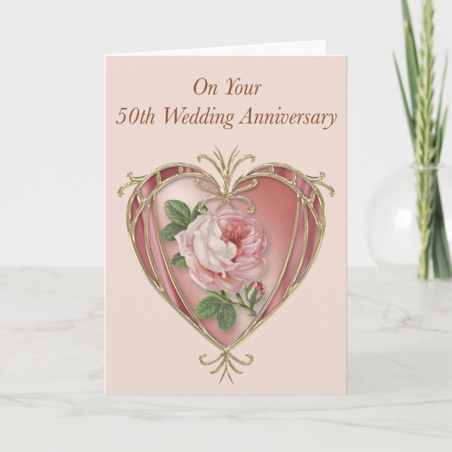 Antique Rose 50th Anniversary Card (Front)