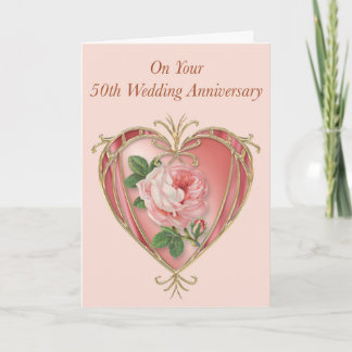 Antique Rose 50th Anniversary Card