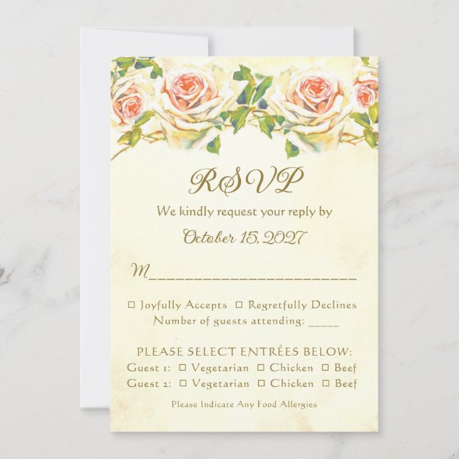 Antique Rose 5 x 7 RSVP Card Flat (Front)