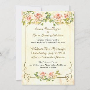 Antique Rose 5 x 7 Wedding Invitation II