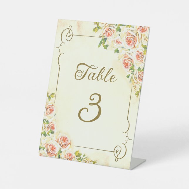 Antique Rose 6x8 Table Number Pedestal Sign (Front)