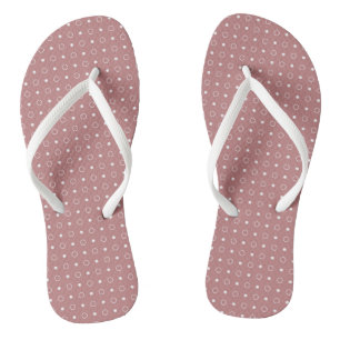 Antique Rose and white dots and rings Flip Flops