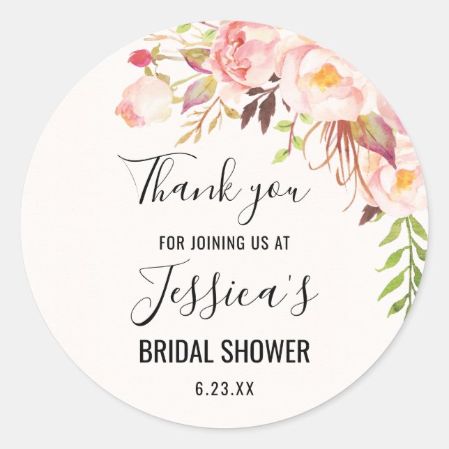 Antique Rose Bridal Shower Favour Classic Round Sticker (Front)